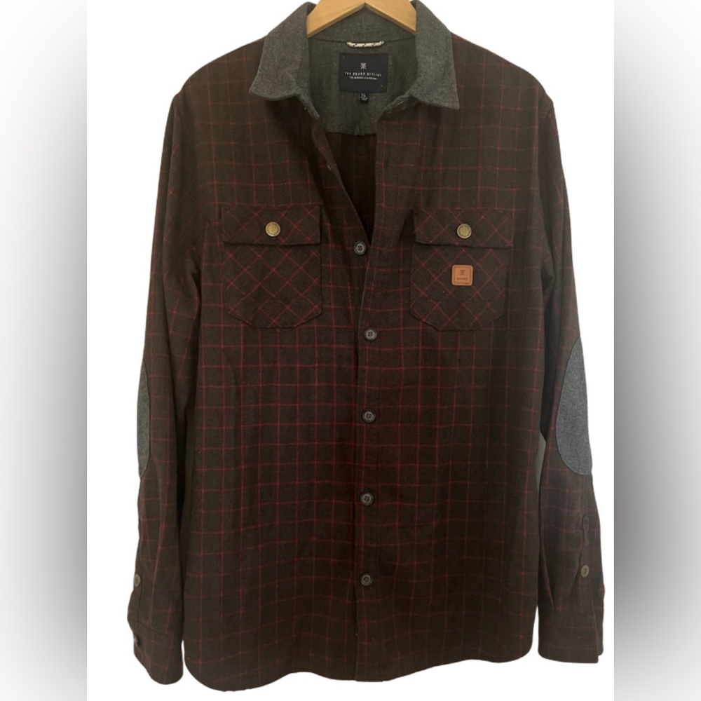 Roark Revival Red & Black Lomg Sleeve Plaid Flannel Wool Blend Size XL
